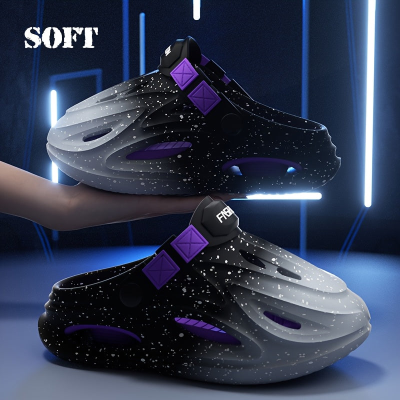 Men's Lightweight EVA Sandals - Slip-On Open-Toe Flip Flops Black/Purple/, Cushioned Footbed for Beach, Gym, Travel - Non-Slip Sole, Easy-Clean Casual Shoes for Men & Women, Outdoor Walking, Streetwear Style, Breathable Material, Versatile Footwear,