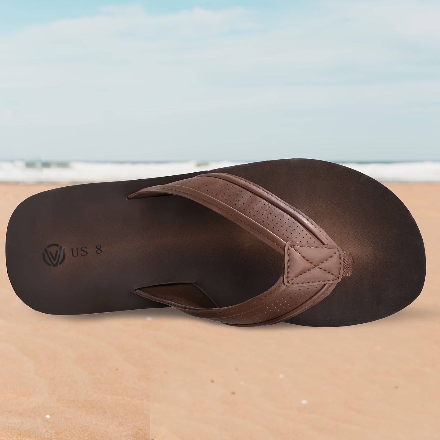 Men'S Stylish Slide Sandals - Non-Slip Woven Sole, Brown with Black Accents, Comfortable EVA Material for Indoor & Outdoor Use
