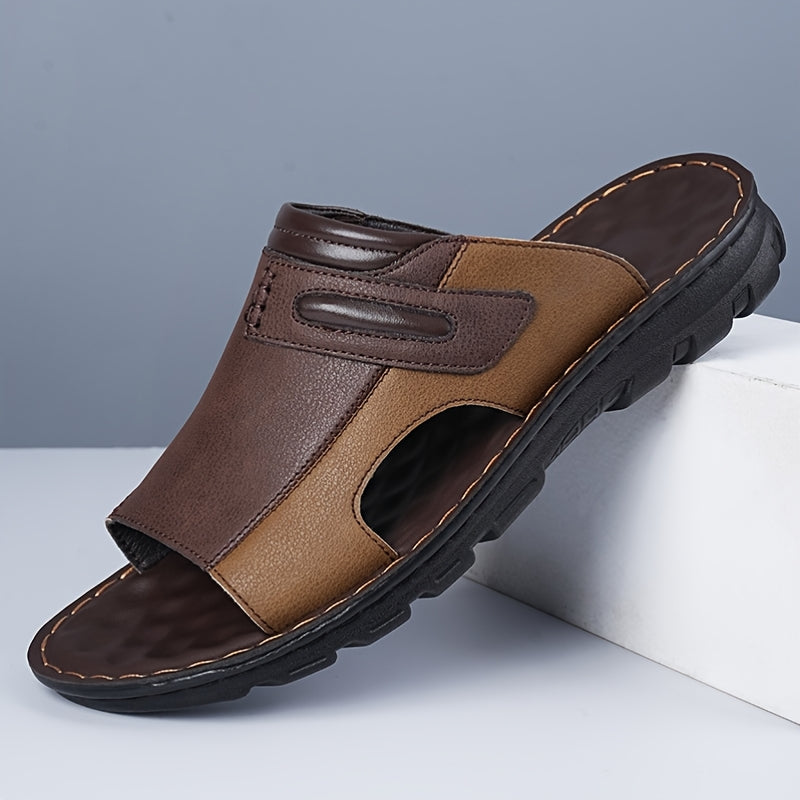 Men's Summer Fashion Slides - Comfortable Thick Cushioned Non-Slip Flip-Flops, Casual Open Toe Slippers with Zipper Detail, Available in Black, White, and Brown, Summer Slippers