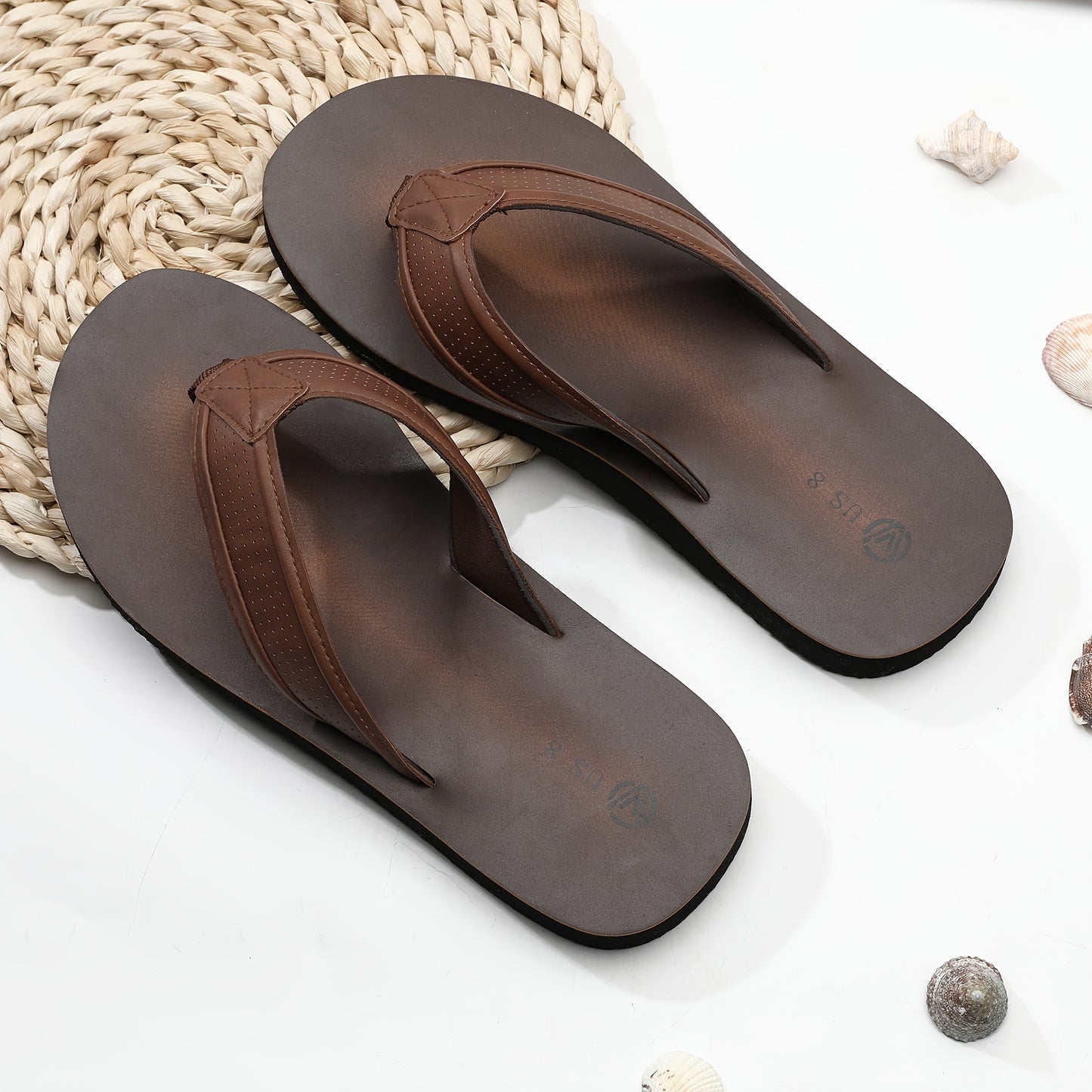 Men's Trendy Non-Slip Flip-Flops - Stylish Brown Beach Sandals with EVA Sole for Outdoor Comfort and DurabilitySuitable for men & women