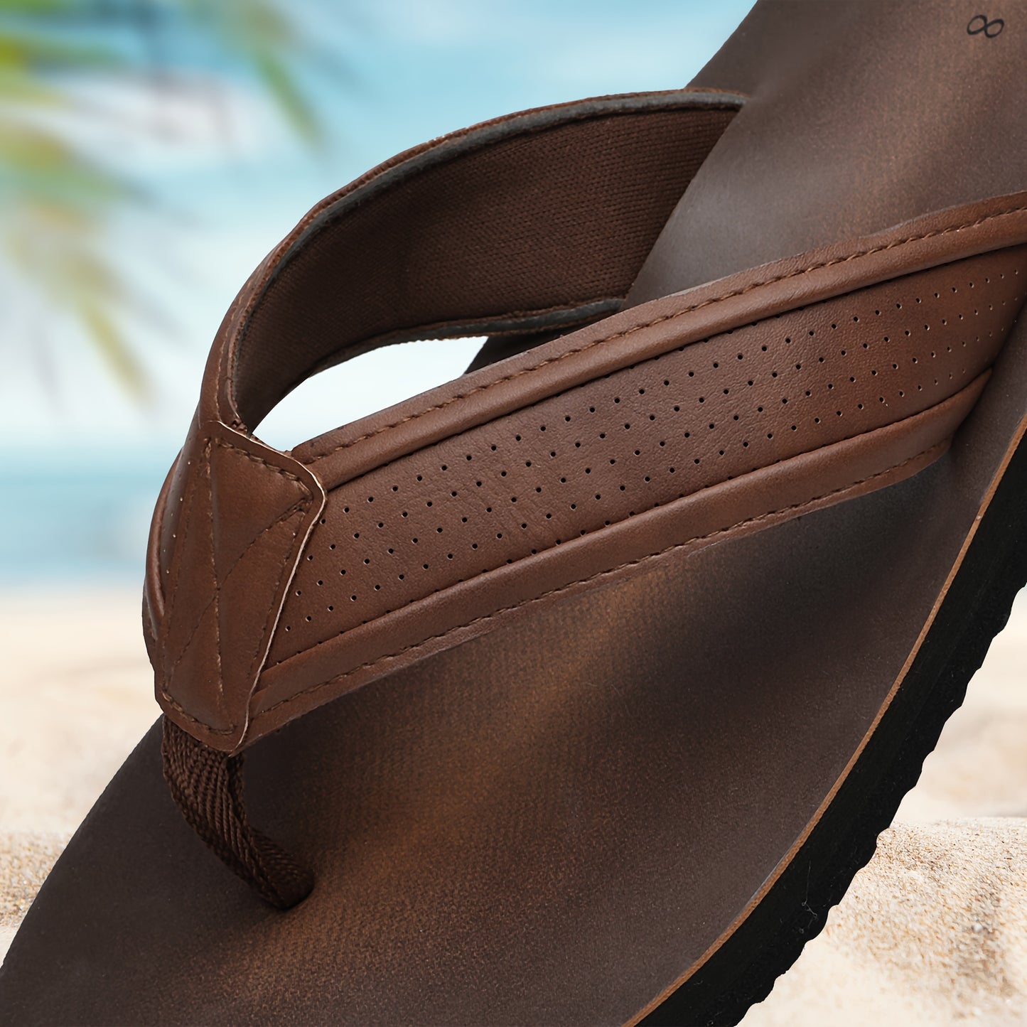 Men's Trendy Non-Slip Flip-Flops - Stylish Brown Beach Sandals with EVA Sole for Outdoor Comfort and DurabilitySuitable for men & women