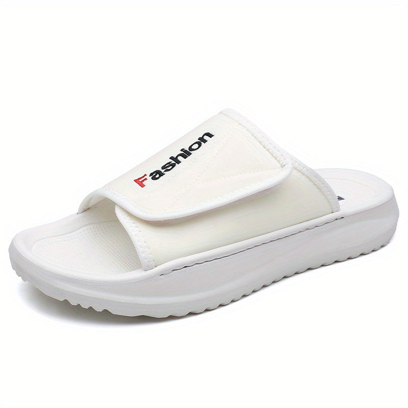 Men'S Comfort Slide Sandals - Adjustable Hook & Loop Closure, Non-Slip EVA Sole, Breathable Fabric Upper, Indoor/Outdoor Use, Ideal for Beach & Holiday Wear, Beach Footwear | Comfortable Slippers | Flexible Cushioning, Beach Shoe