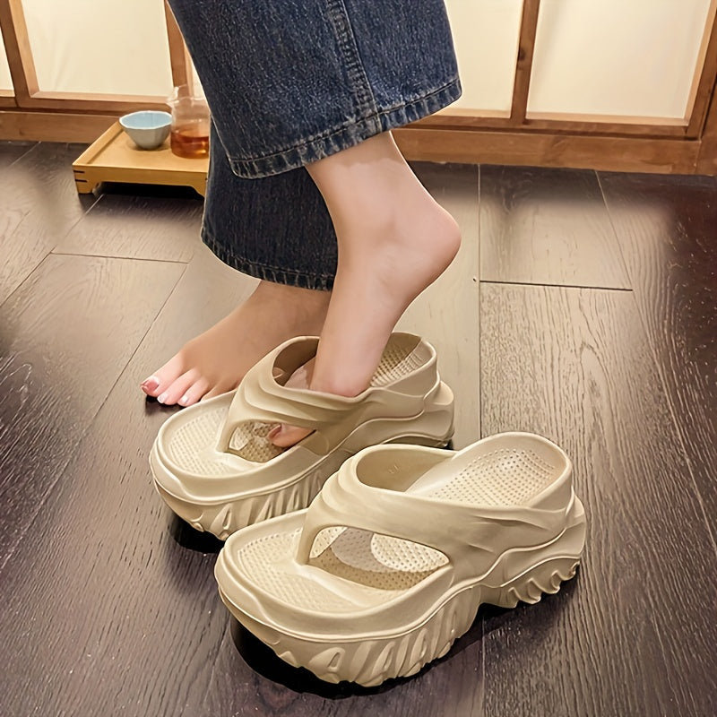 [Popular Choice] Women&#39;s EVA Flat Slippers - Comfortable high-heeled casual beach and garden shoes, non-slip soles, easy to slip on, available in black, cream and beige, beach shoes
