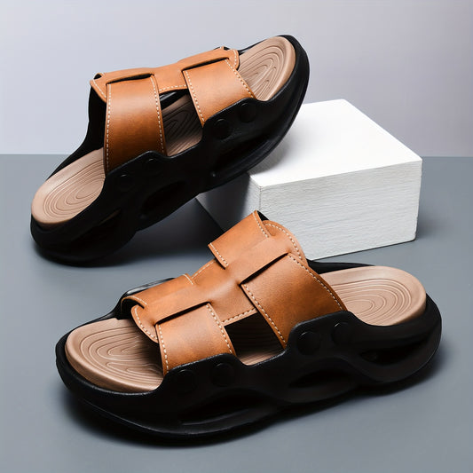 Men's Black EVA Slide Sandals - Thick Sole, Non-Slip, Comfortable Summer Beach Shoes for Casual & Outdoor Wear, Summer Sandals