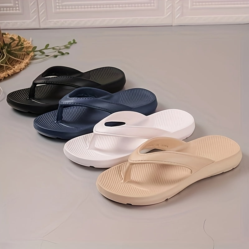 BUSYLION Men'S Summer Casual Flip-Flops - Lightweight, Breathable EVA Sandals with Non-Slip Sole, Comfortable for Indoor & Outdoor Use, Black, Allseason Footwear, Simple Slipon Design, Durable Footwear