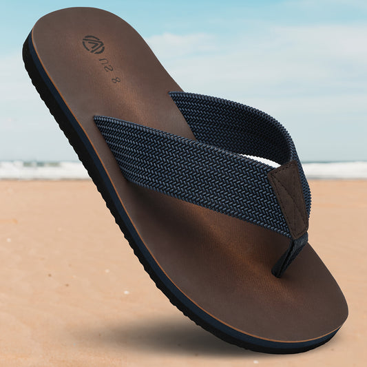 Men'S Stylish Slide Sandals - Non-Slip Woven Sole, Brown with Black Accents, Comfortable EVA Material for Indoor & Outdoor Use