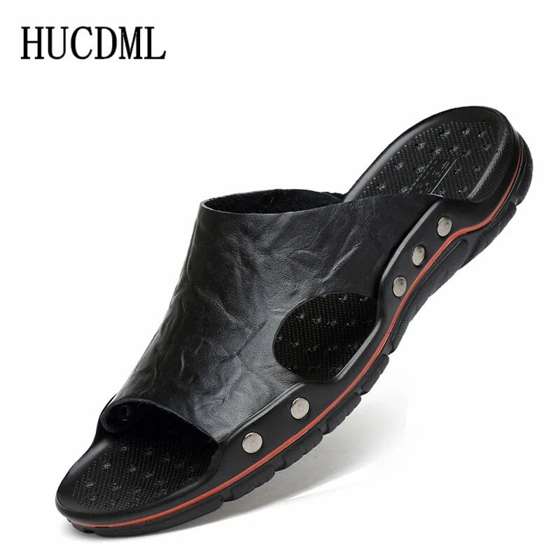Men's Slippers Summer Outside Leather Sandals Big Size 39-48 Beach Slippers