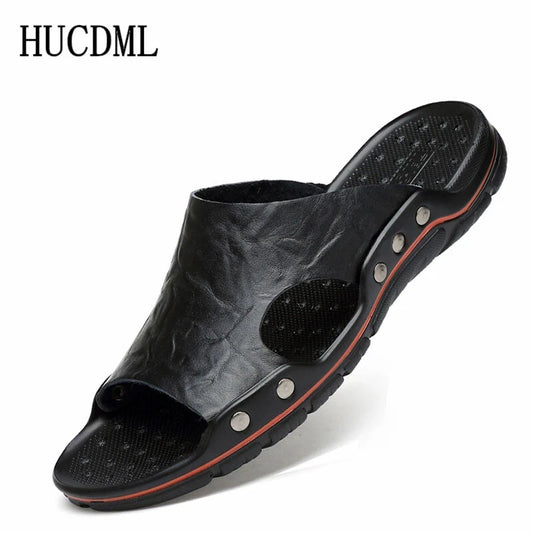 Men's Slippers Summer Outside Leather Sandals Big Size 39-48 Beach Slippers