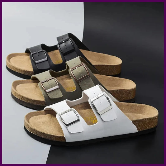 Men Sandals Summer Leather Men's Sandals Women Slippers Non-Slip  Outdoor Beach