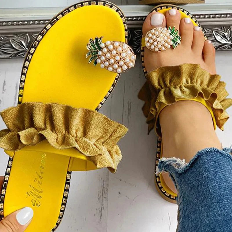 Women Slipper Flat Toe Bohemian Summer Beach Sandals Ladies Shoes
