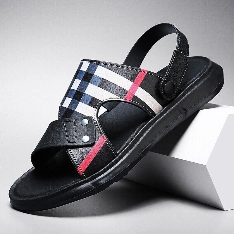 Summer Men Casual Genuine Leather Sandals Sports Beach Shoes Soft Home Slippers