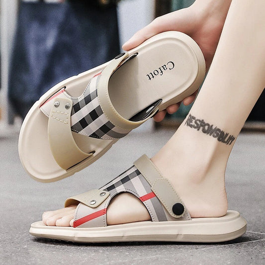 Summer Men Casual Genuine Leather Sandals Sports Beach Shoes Soft Home Slippers