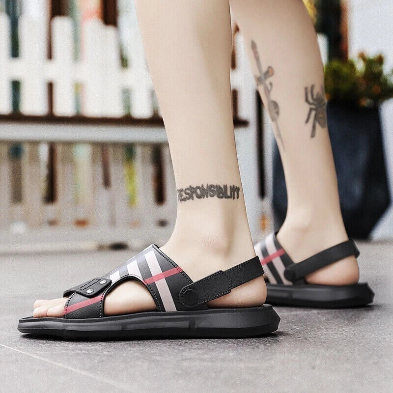 Summer Men Casual Genuine Leather Sandals Sports Beach Shoes Soft Home Slippers