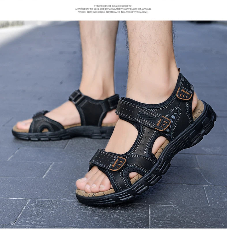 Summer Outdoor Fashion Men's Sandals Genuine Leather Beach Soft Slippers