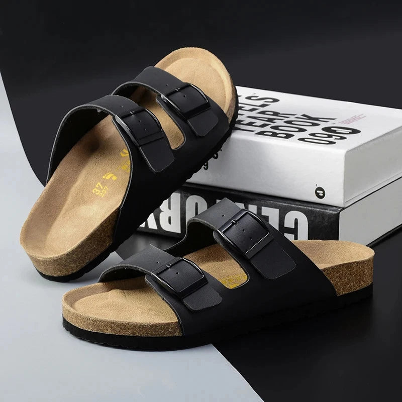 Men Sandals Summer Leather Men's Sandals Women Slippers Non-Slip  Outdoor Beach
