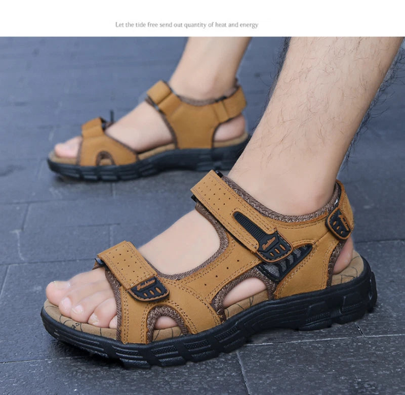 Summer Outdoor Fashion Men's Sandals Genuine Leather Beach Soft Slippers