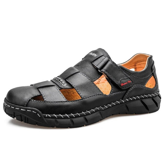 Genuine Leather Men's Sandals Breathable Beach Slippers Comfortable Casual Shoes