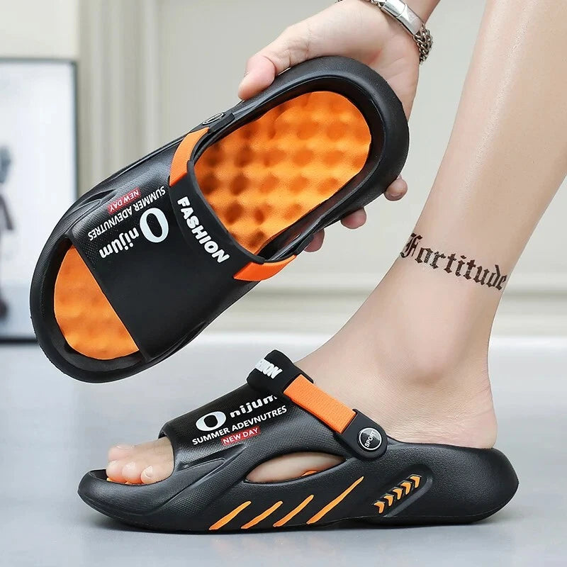 New Men Slippers 2025 Summer Soft-soled Platform Slides Sandals Beach Flip Flops