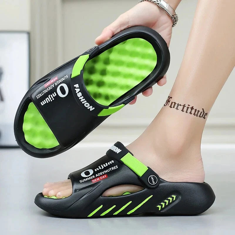 New Men Slippers 2025 Summer Soft-soled Platform Slides Sandals Beach Flip Flops