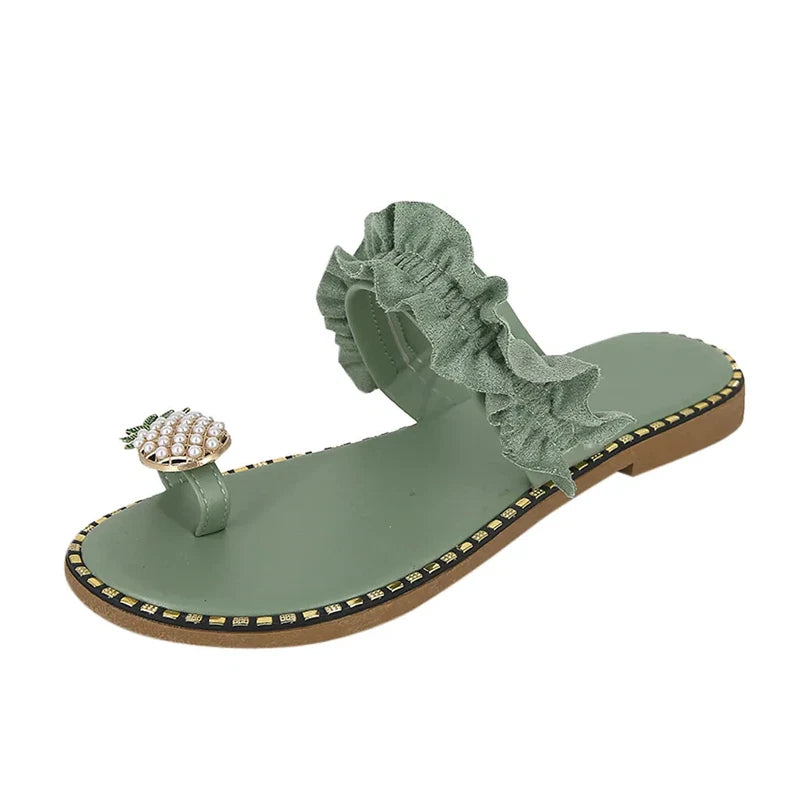 Women Slipper Flat Toe Bohemian Summer Beach Sandals Ladies Shoes