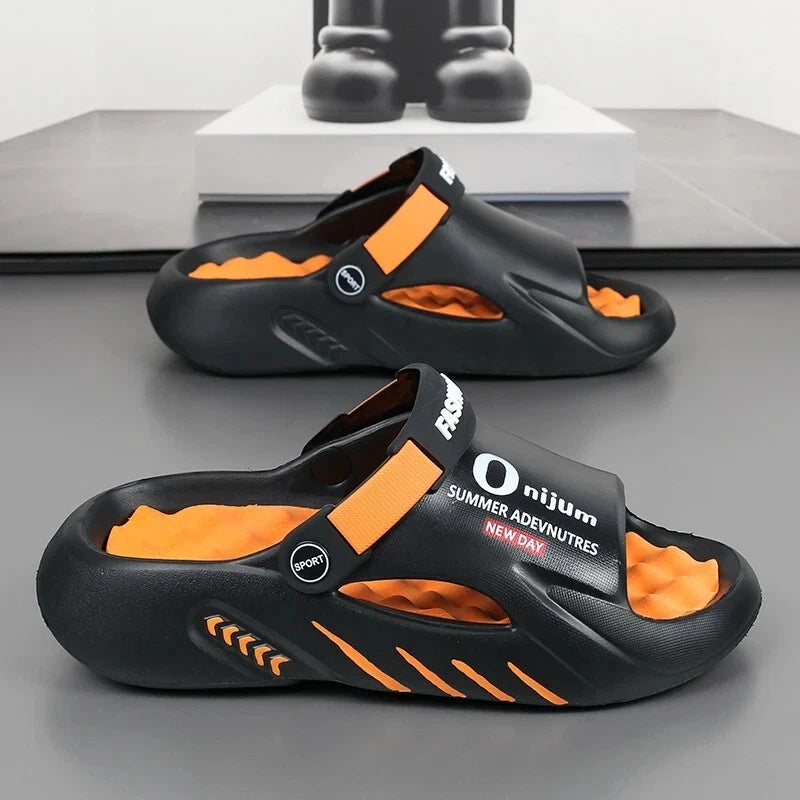 New Men Slippers 2025 Summer Soft-soled Platform Slides Sandals Beach Flip Flops