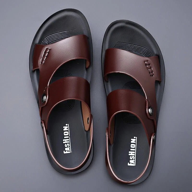 Summer Men Microfiber Leather Sandals Casual Sports Beach Shoes Home Slippers