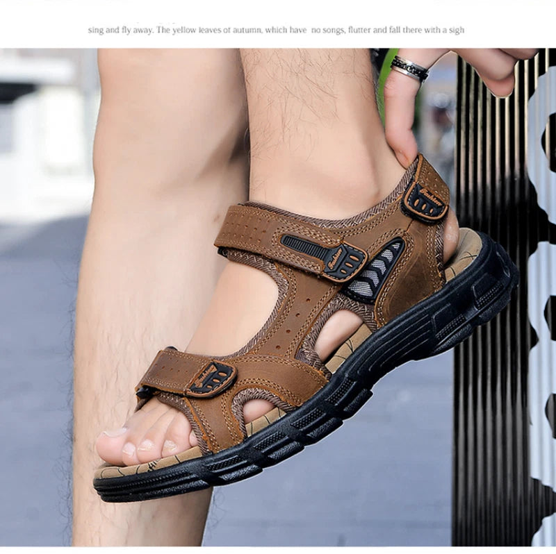Summer Outdoor Fashion Men's Sandals Genuine Leather Beach Soft Slippers