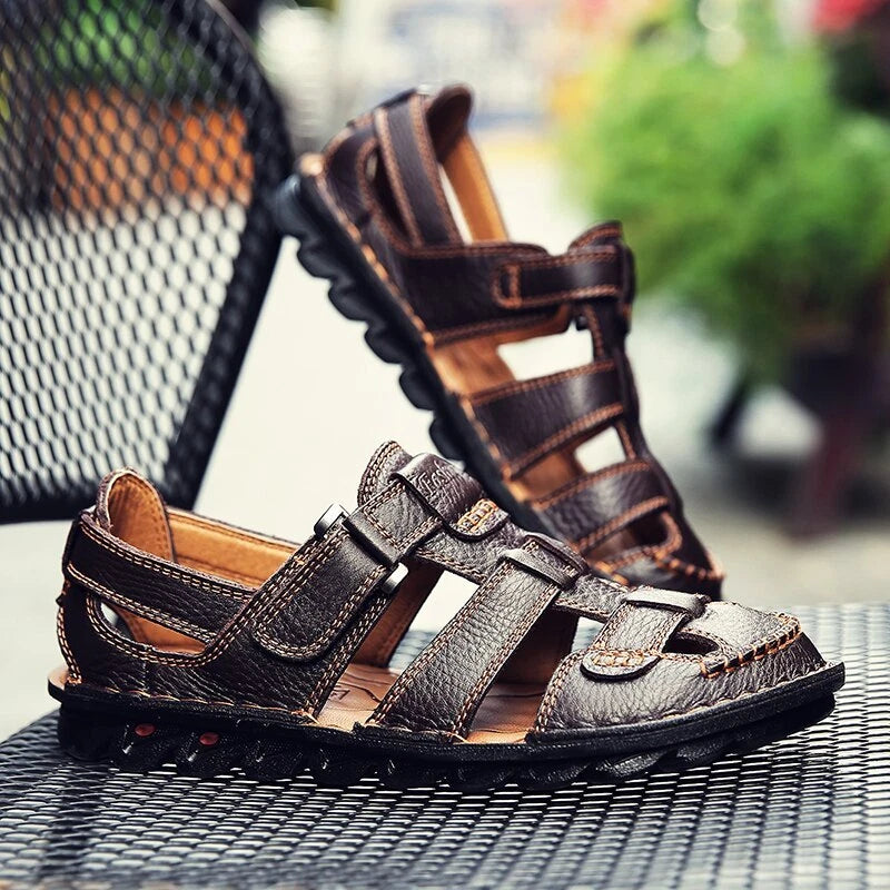 Leather Sandals Summer Outdoor Handmade Sandals Comfortable Beach Slipper