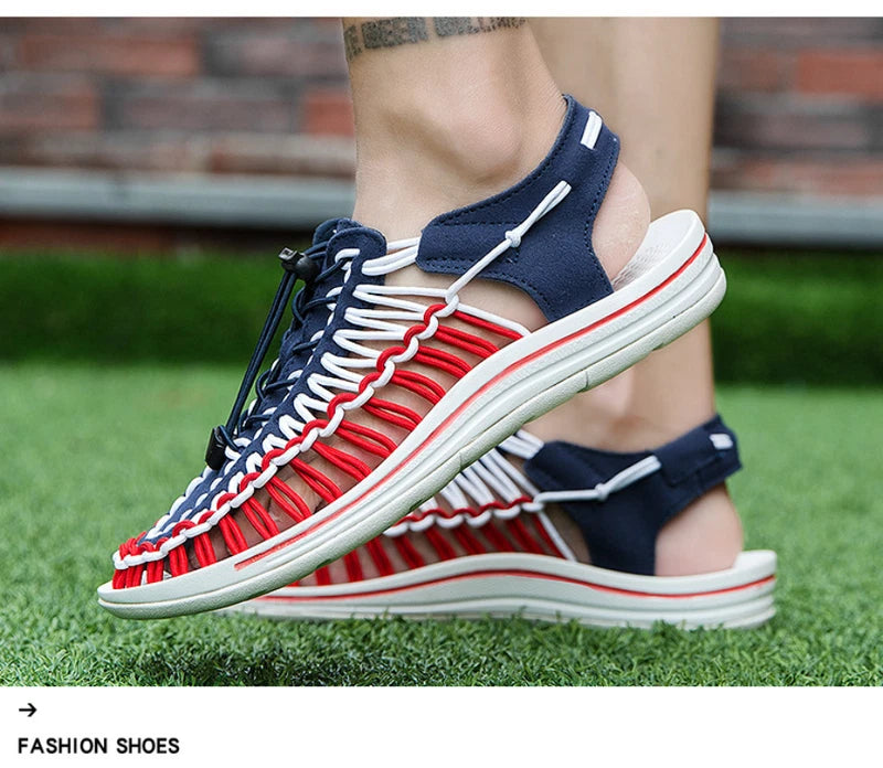 Summer Men Sandals Fashion Handmade Weaving Breathable Casual Beach Slipper
