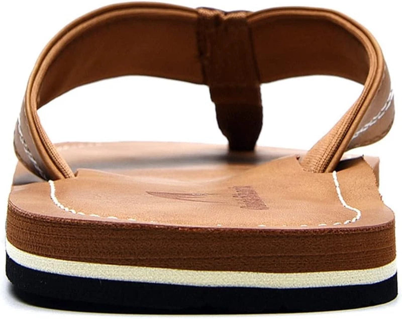 Quickshark Mens Flip Flops Leather Thong Sandals Arch Support Beach Used Size 9