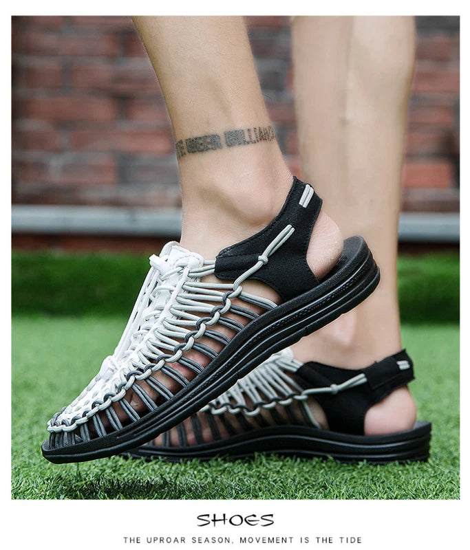 Summer Men Sandals Fashion Handmade Weaving Breathable Casual Beach Slipper
