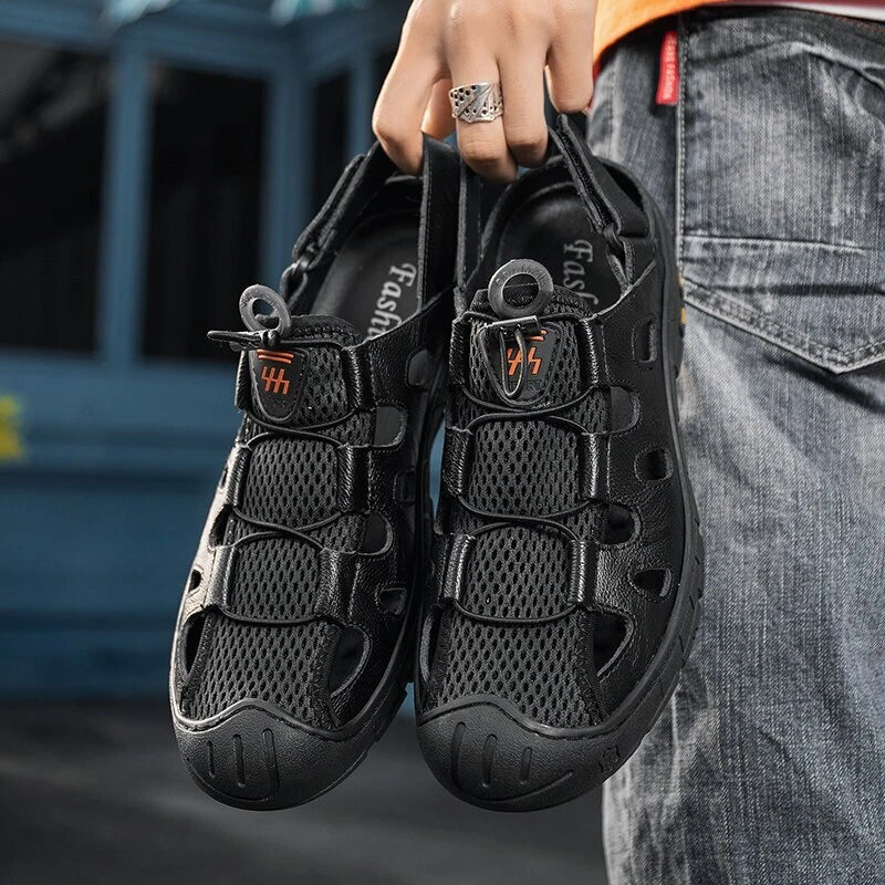 Leather Men's Sandals Summer Soft Non-slip Shoes Outdoor Beach Slippers