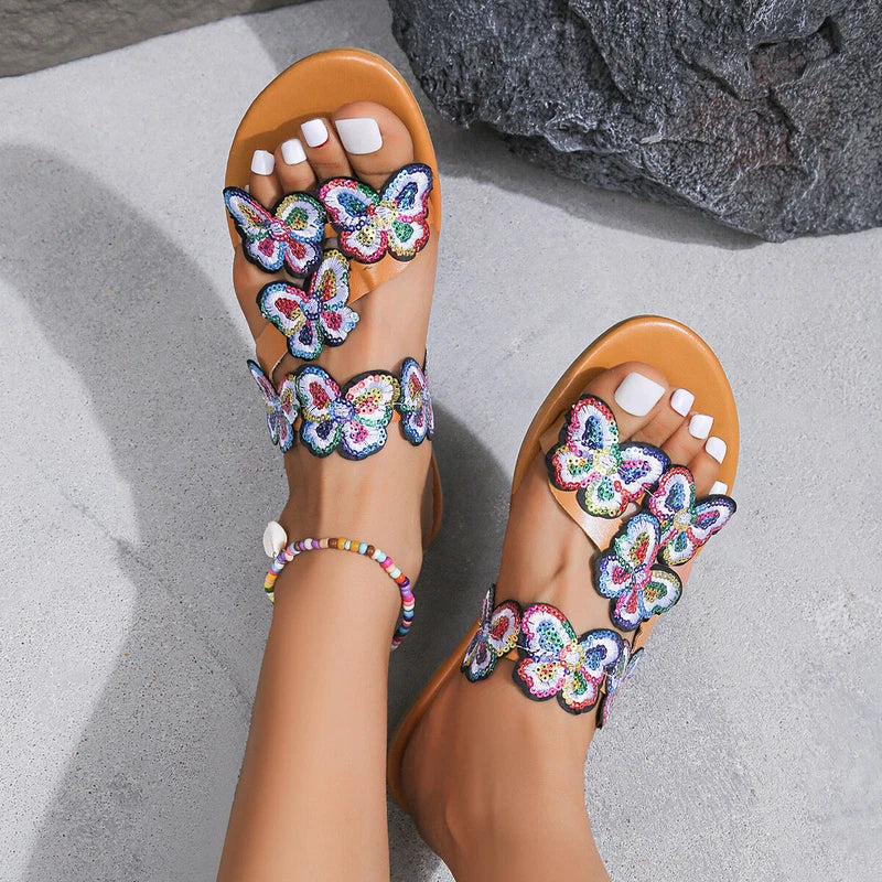 Slippers Women's Summer Sandals Vacation Light Butterfly Large Beach Shoes