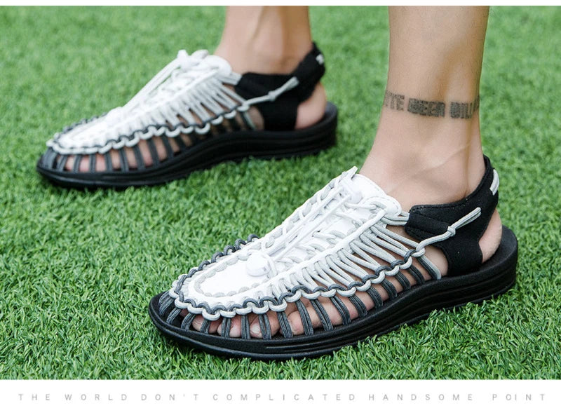 Summer Men Sandals Fashion Handmade Weaving Breathable Casual Beach Slipper