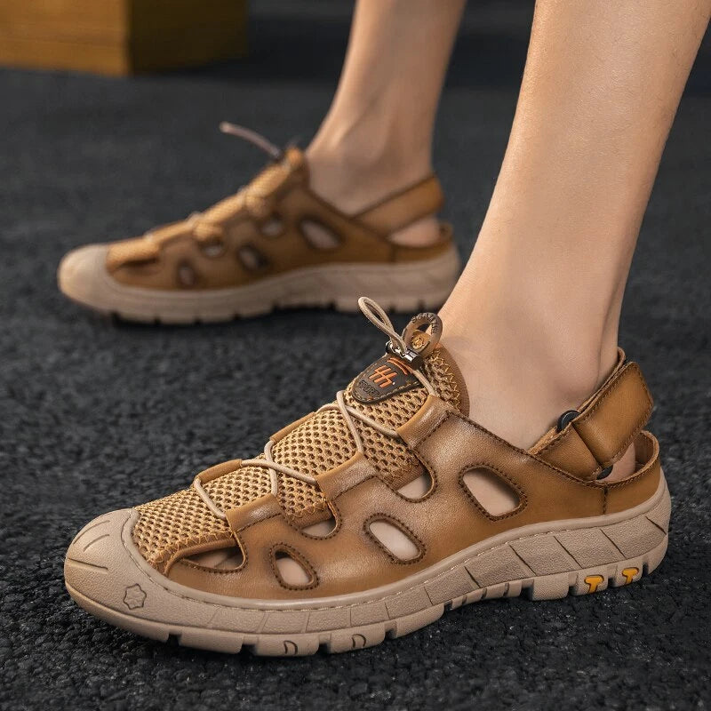 Leather Men's Sandals Summer Soft Non-slip Shoes Outdoor Beach Slippers