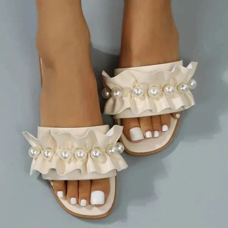 Women Faux Pearl Sandals Slippers Summer Sandy Beach Sandals Women Shoes