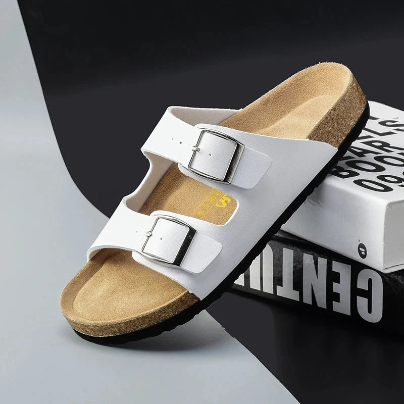 Men Sandals Summer Leather Men's Sandals Women Slippers Non-Slip  Outdoor Beach