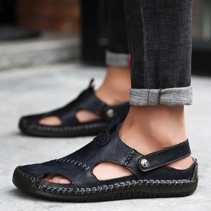 Men's Beach Slippers Slip-on Outdoor Casual Shoes Non-slip Breathable Sandals