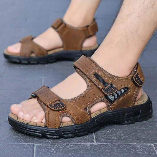 Summer Outdoor Fashion Men's Sandals Genuine Leather Beach Soft Slippers
