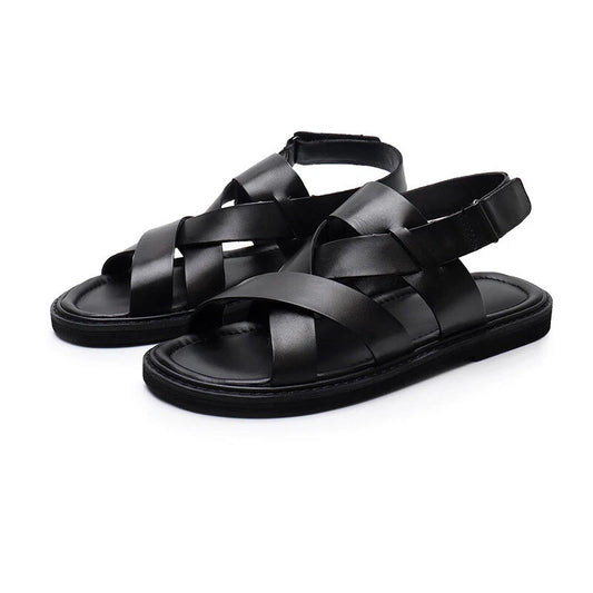 Men's Sandals Casual Beach Cool Slippers Flat Bottom Breathable Roman Sandals