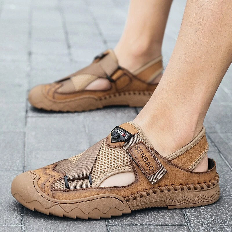 Summer Fashion Leather Breathable Beach Sandals Non-slip Casual Slipper