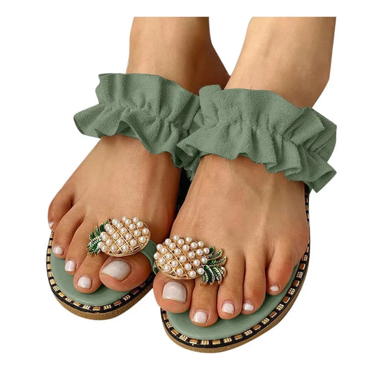 Women Slipper Flat Toe Bohemian Summer Beach Sandals Ladies Shoes