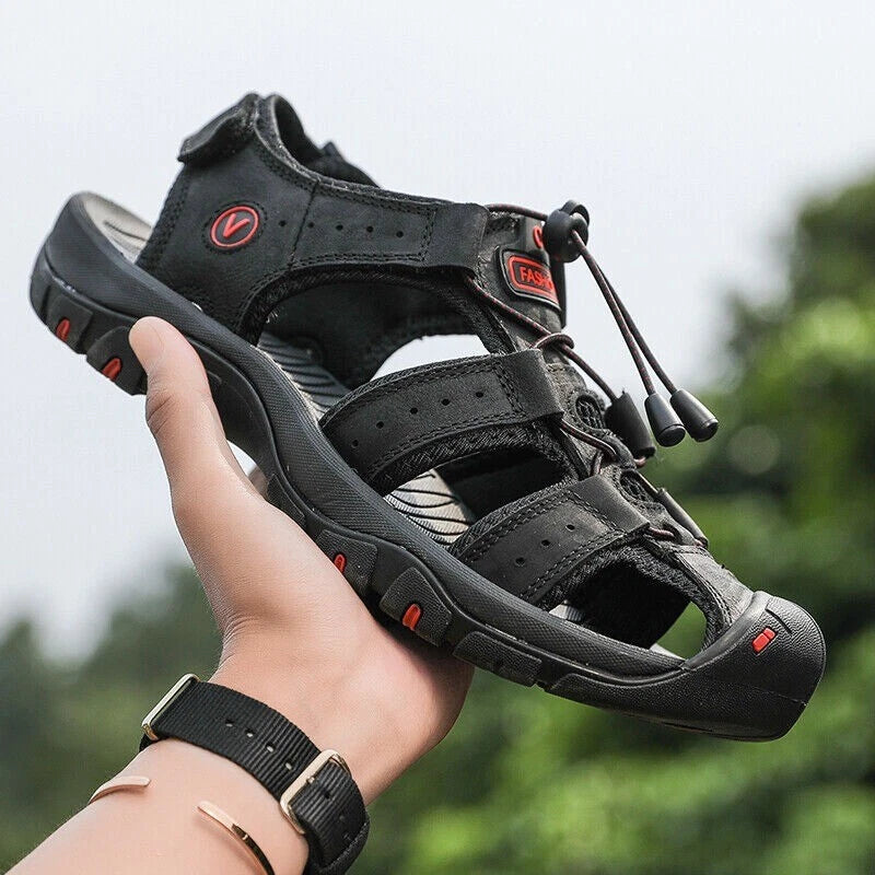 Summer Mens Leather Sandals Casual Slippers Beach Outdoor Hiking Shoes Plus Size