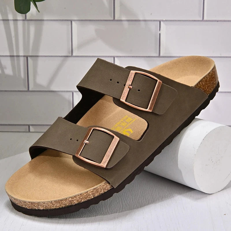 Men Sandals Summer Leather Men's Sandals Women Slippers Non-Slip  Outdoor Beach