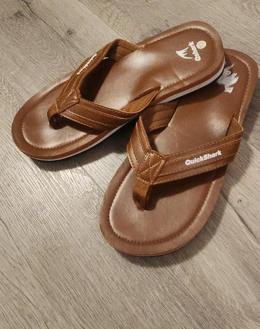 Quickshark Mens Flip Flops Leather Thong Sandals Arch Support Beach Slippers