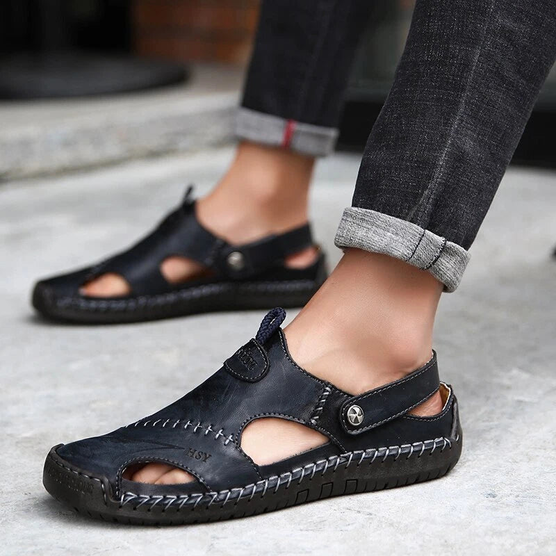 Men's Beach Slippers Slip-on Outdoor Casual Shoes Non-slip Breathable Sandals
