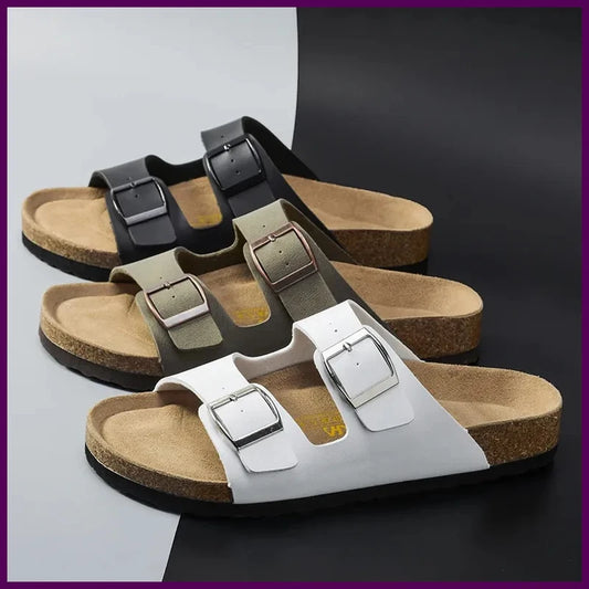 Men Sandals Summer Leather Men's Sandals Women Slippers Non-Slip  Outdoor Beach