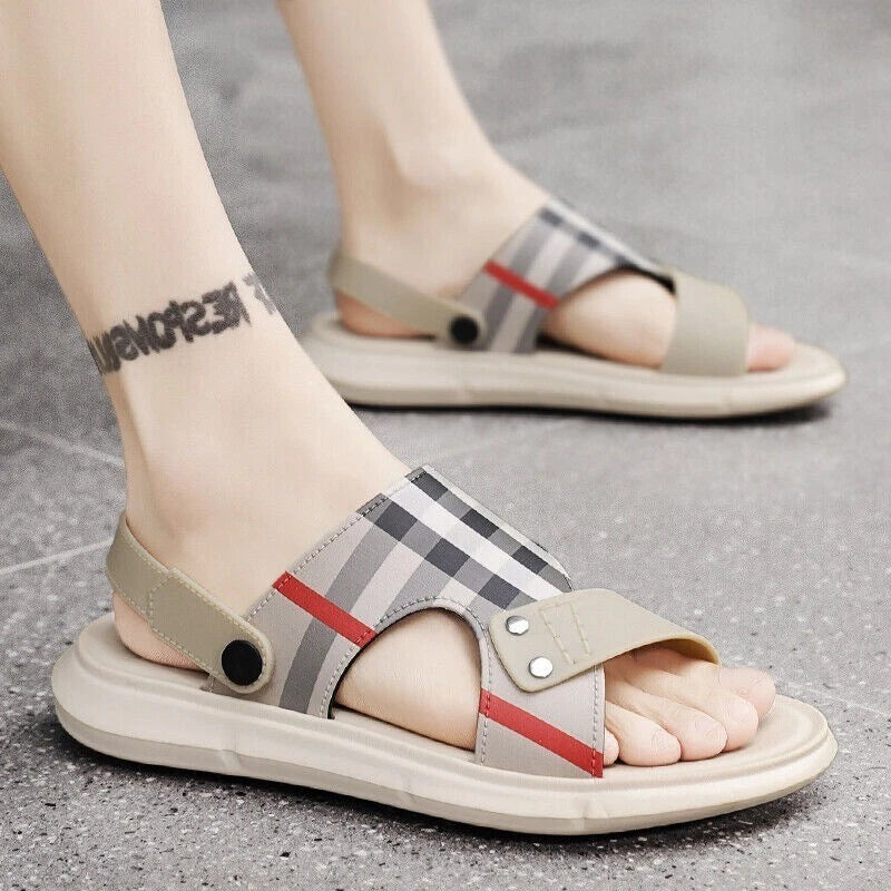 Summer Men Casual Genuine Leather Sandals Sports Beach Shoes Soft Home Slippers