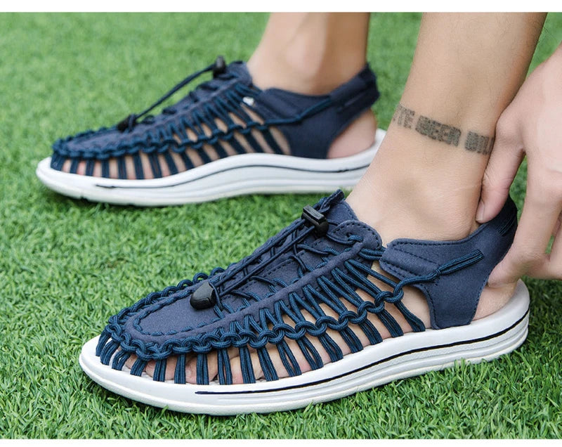 Summer Men Sandals Fashion Handmade Weaving Breathable Casual Beach Slipper
