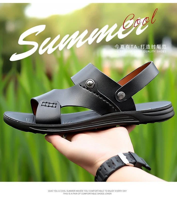 Summer Men Microfiber Leather Sandals Casual Sports Beach Shoes Home Slippers